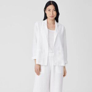 Eileen Fisher White Linen Open Front Blazer Size Large